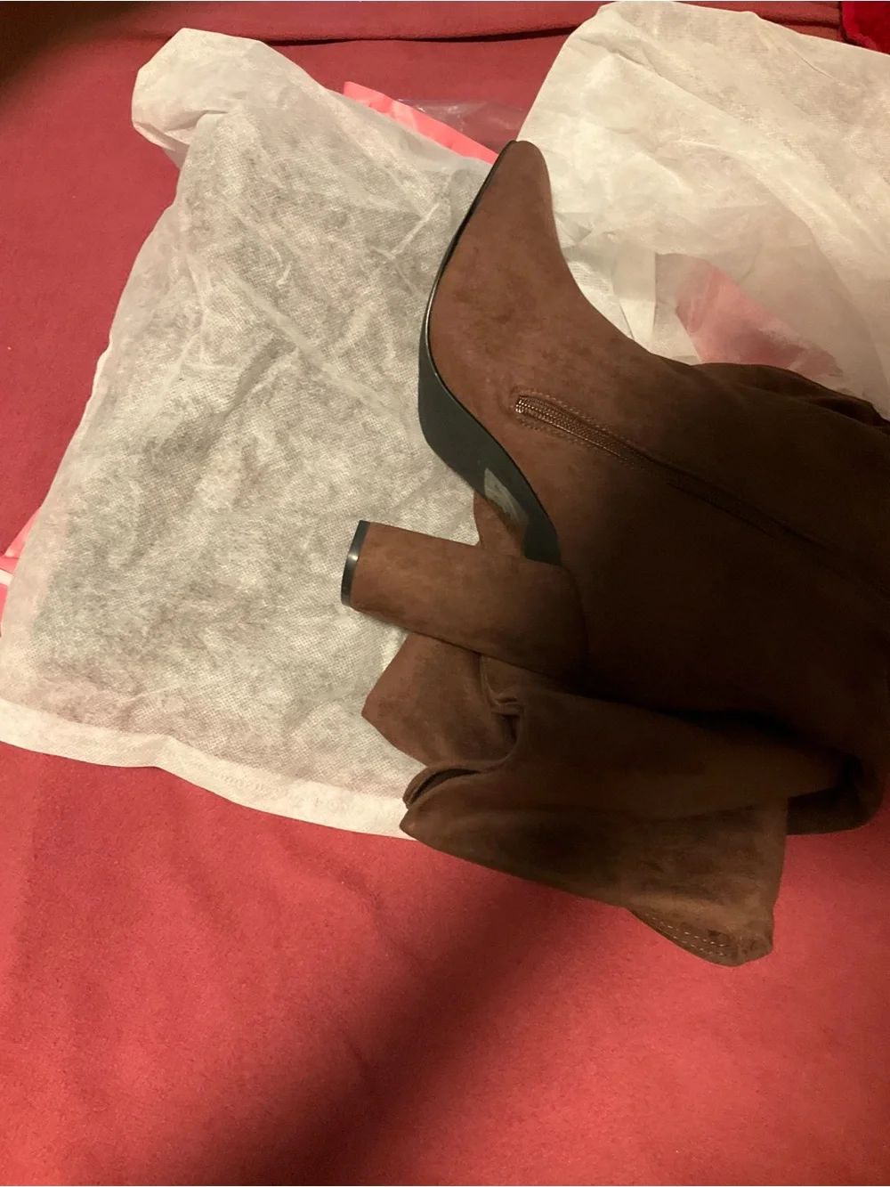 Women’s Over-the-Knee Block Heel Boots in Brown Suede